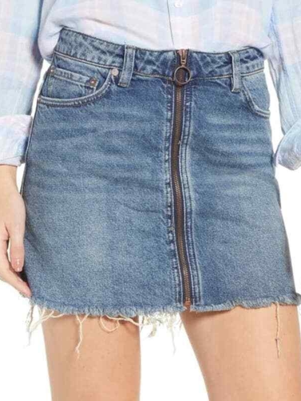 We The Free Zip It Ip Denim Mini Skirt